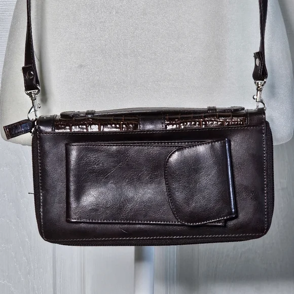 Elegant Brown Leather Women's Purse Clutch Organizer - Picture 4 of 16